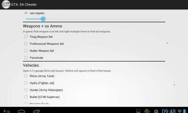 How to cheat in GTA San Andreas Android